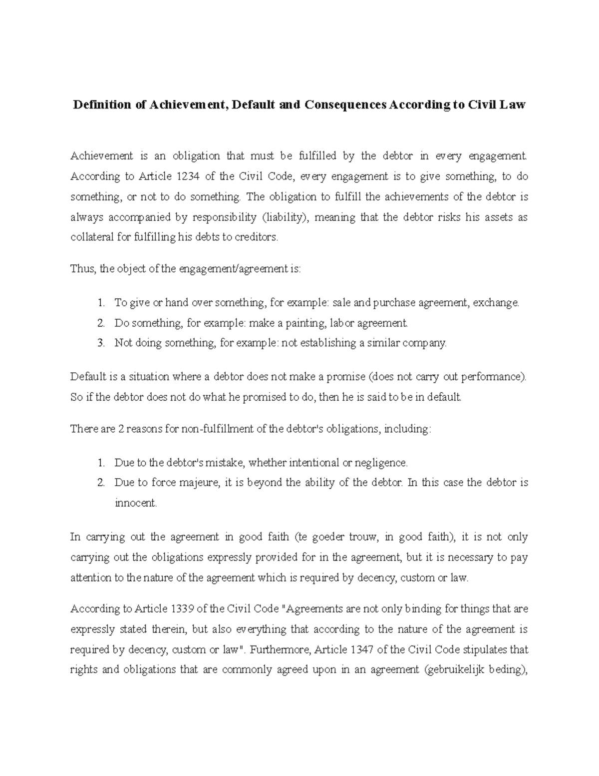 Understanding the agreement of both parties and the consequences ...