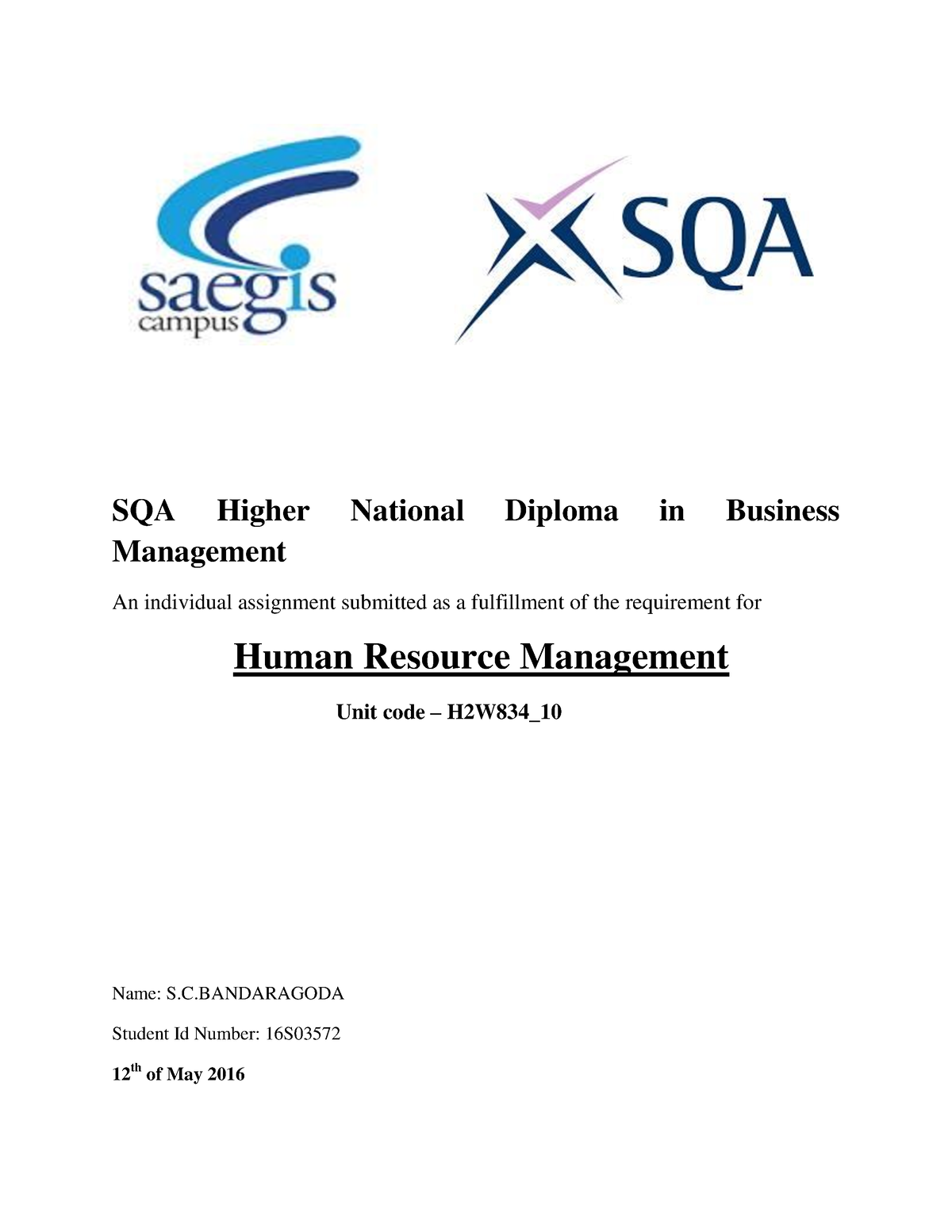 sqa business management assignment