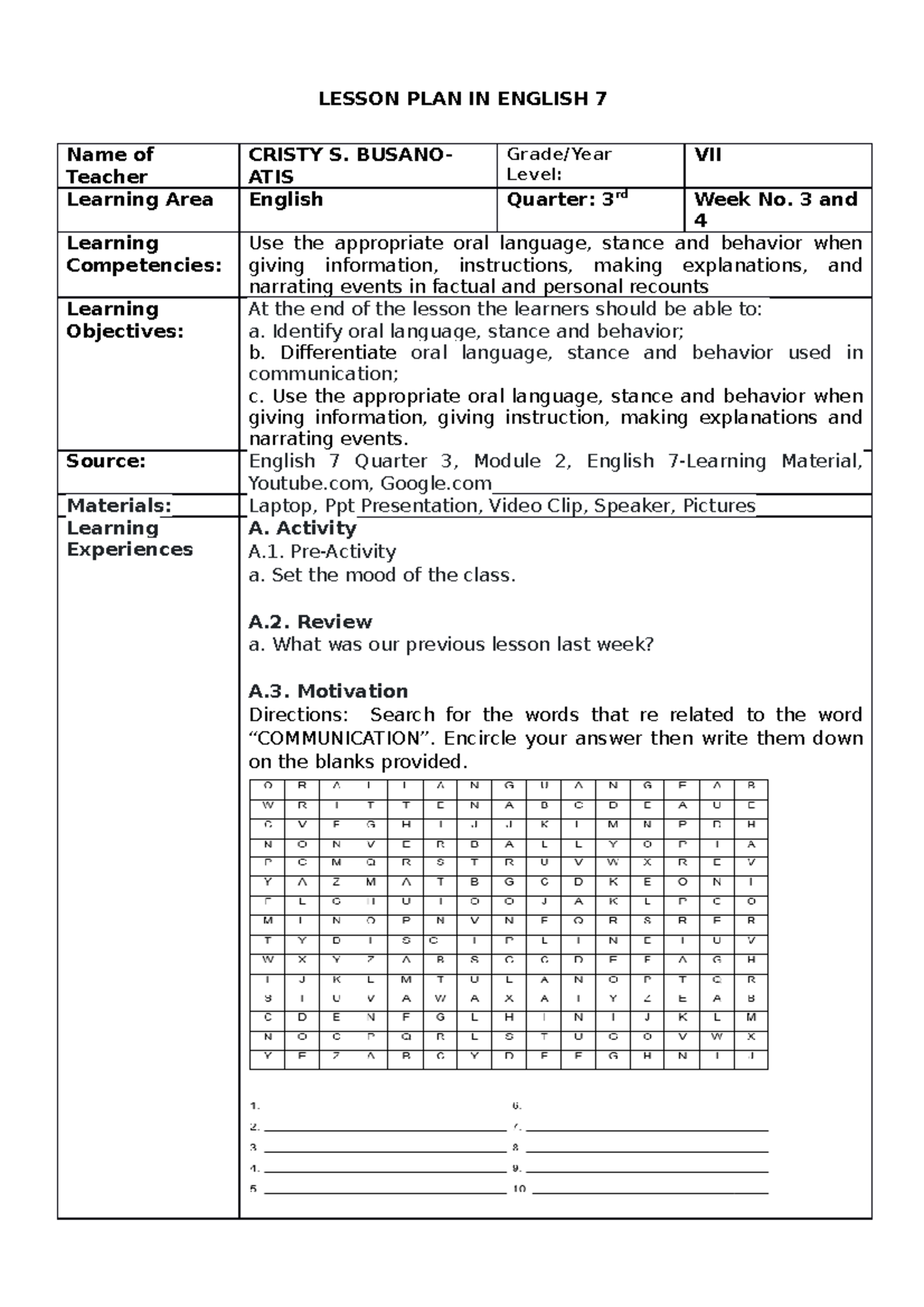 lesson-plan-in-english-7-oral-language-lesson-plan-in-english-7-name