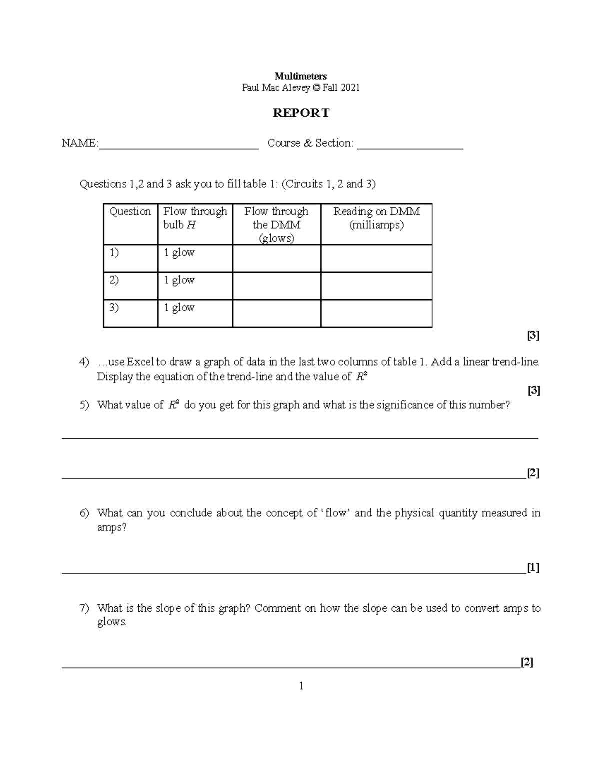 09.7 template for report on Multimeters3 REPORT NAME