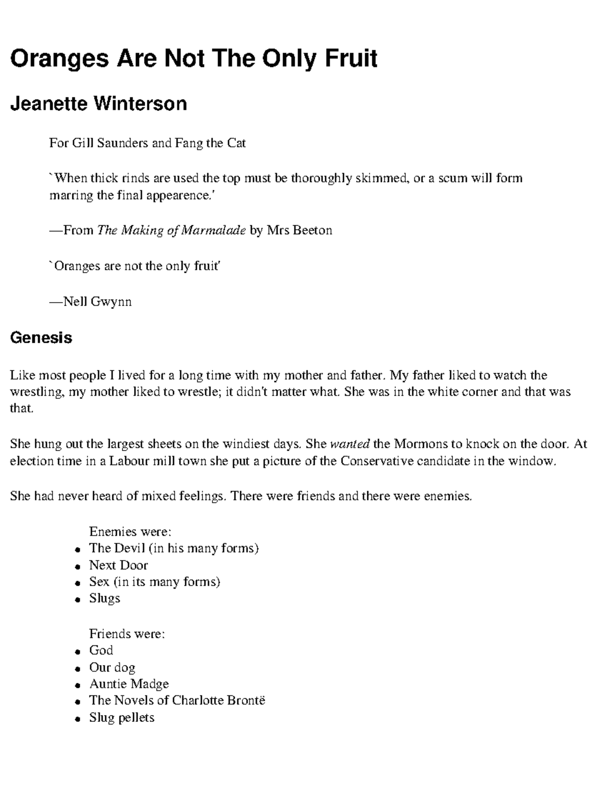 Handout 5 Lett. 2 2017 18 Oranges Oranges Are Not The Only Fruit