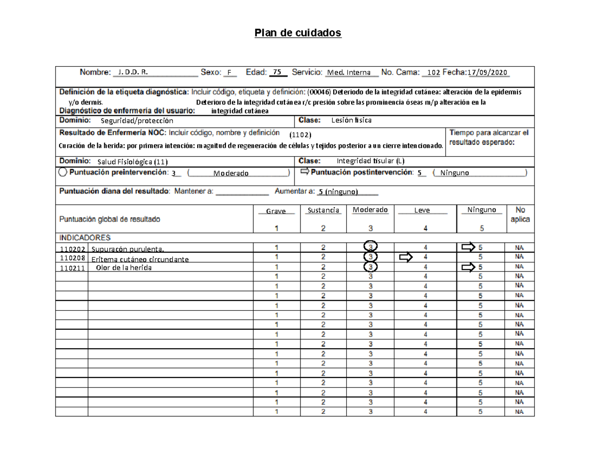 Plan de cuidados. - (00046) Deteriodo de la integridad cutánea