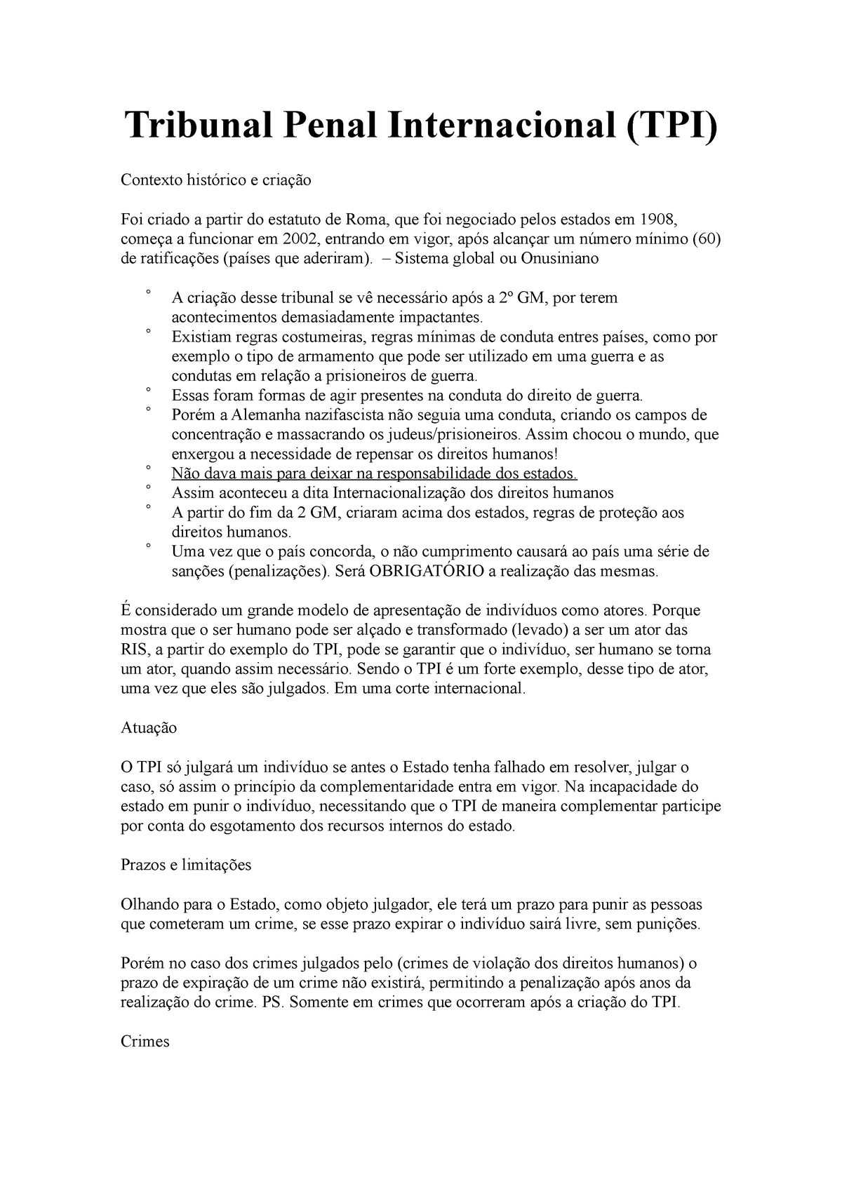 O Tribunal Penal Internacional - Tribunal Penal Internacional (TPI