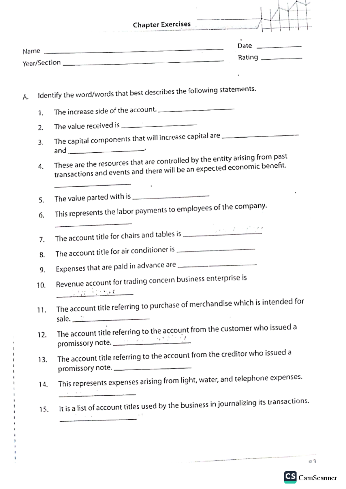 Chapter Exercises - Basic Accounting - BS in Accountancy - CamScanner ...