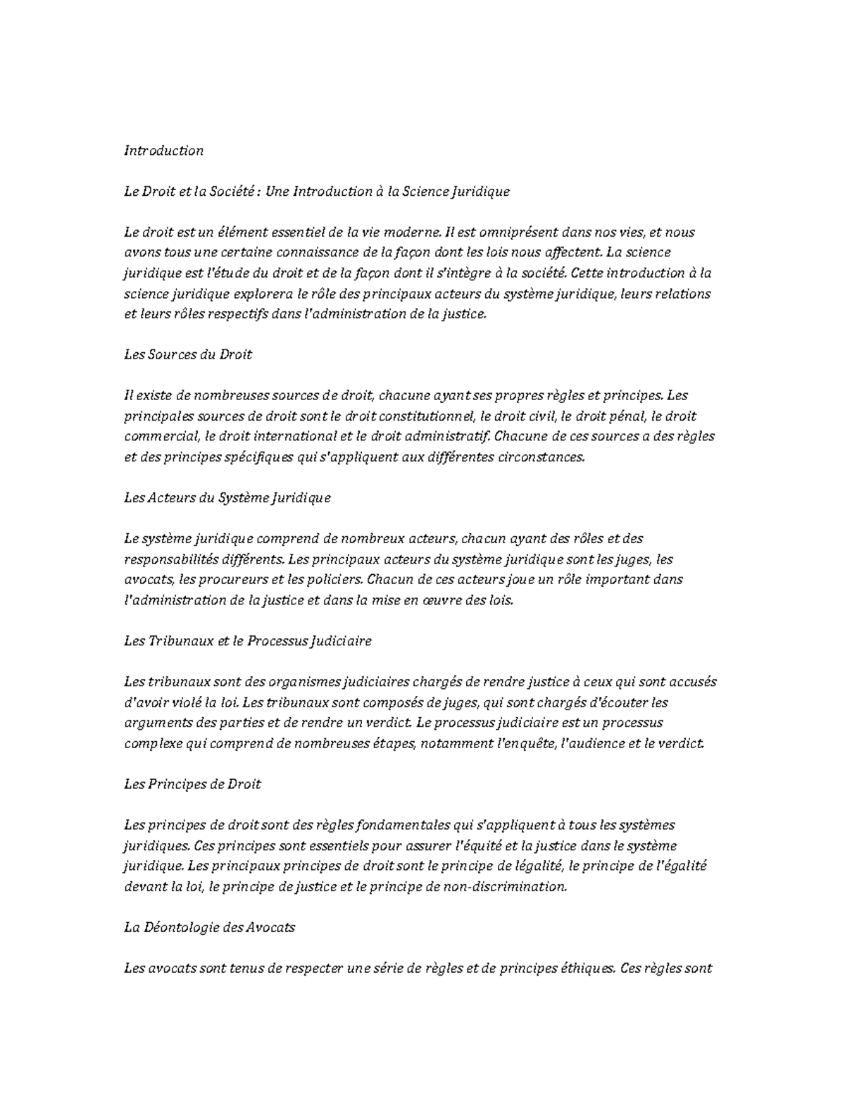 Law and Society Study Notes - Introduction Le Droit et la Société : Une ...