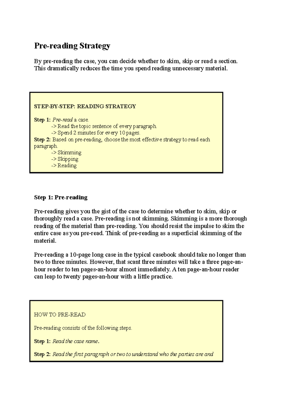 Pre reading strategy - Lecture notes 1 - Pre-reading Strategy By pre ...