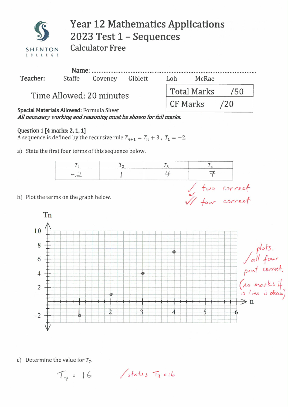 2023 sequences test answers - Matemática - Studocu