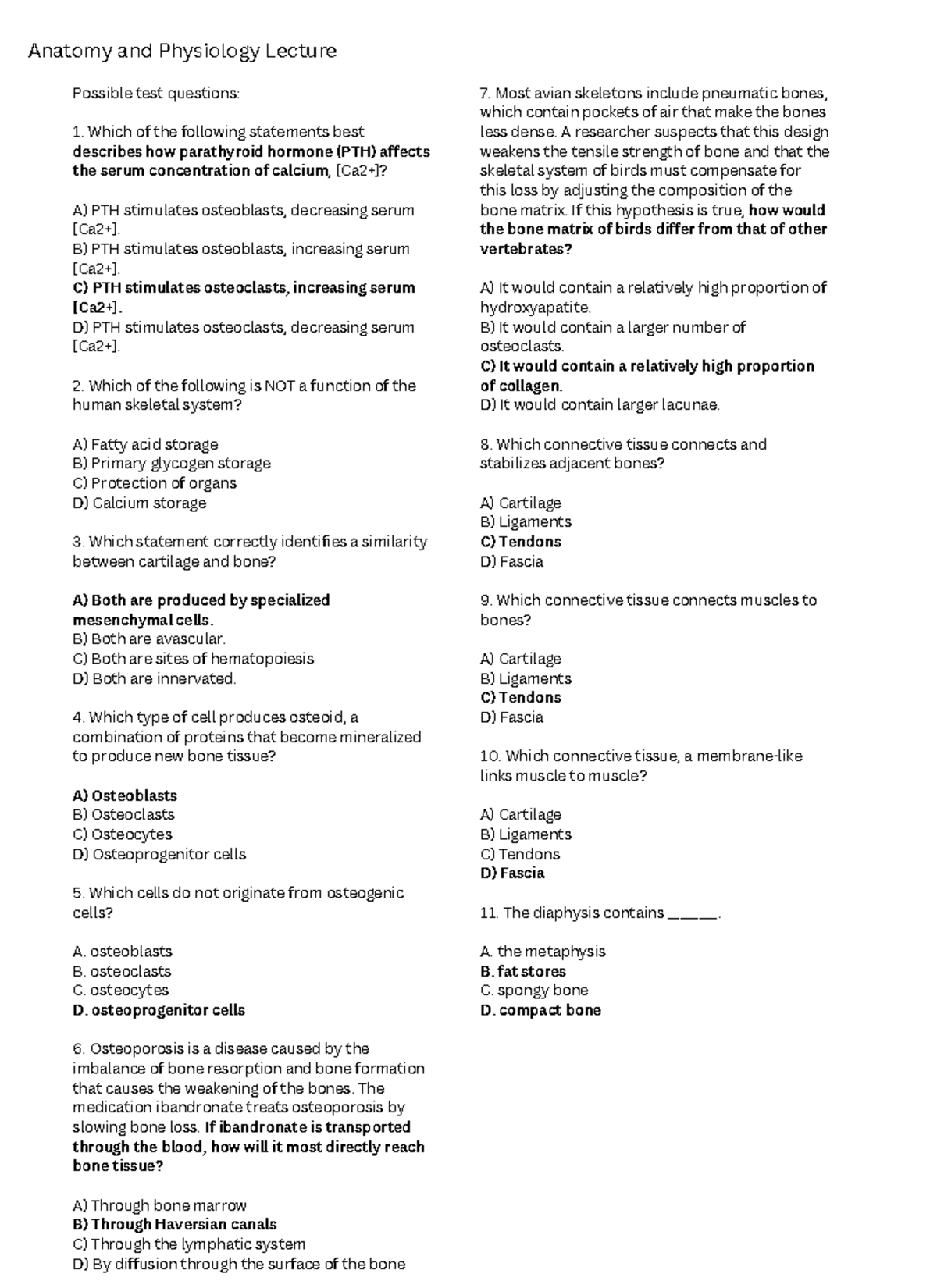 Anaphy - It is a file composed of possible questions for the midterm ...