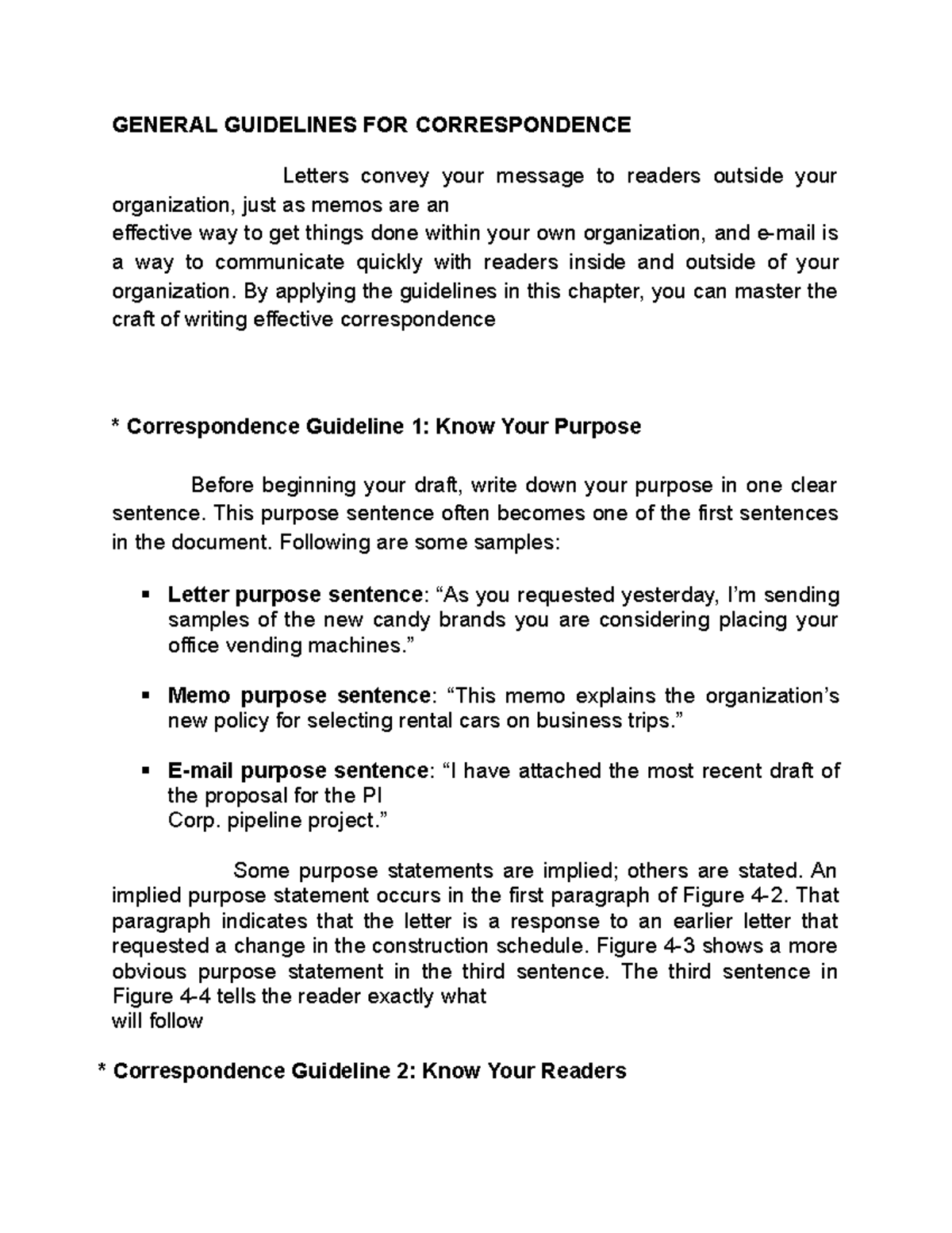 General Guidelines For Correspondence GENERAL GUIDELINES FOR