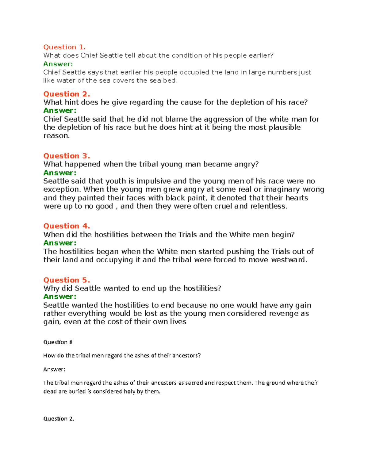 Document Lecture Notes 1 Question 1 What Does Chief Seattle Tell 