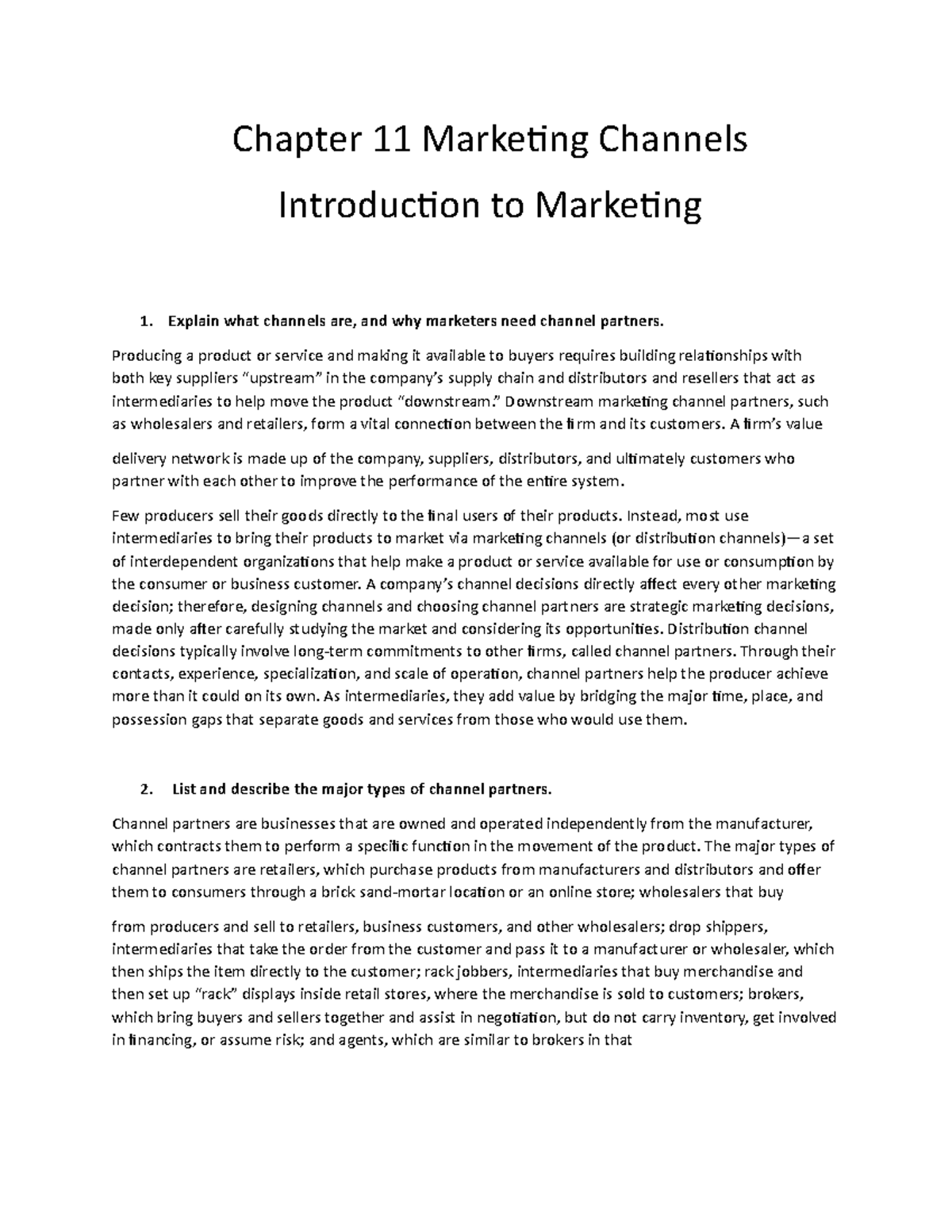 term paper on marketing channels