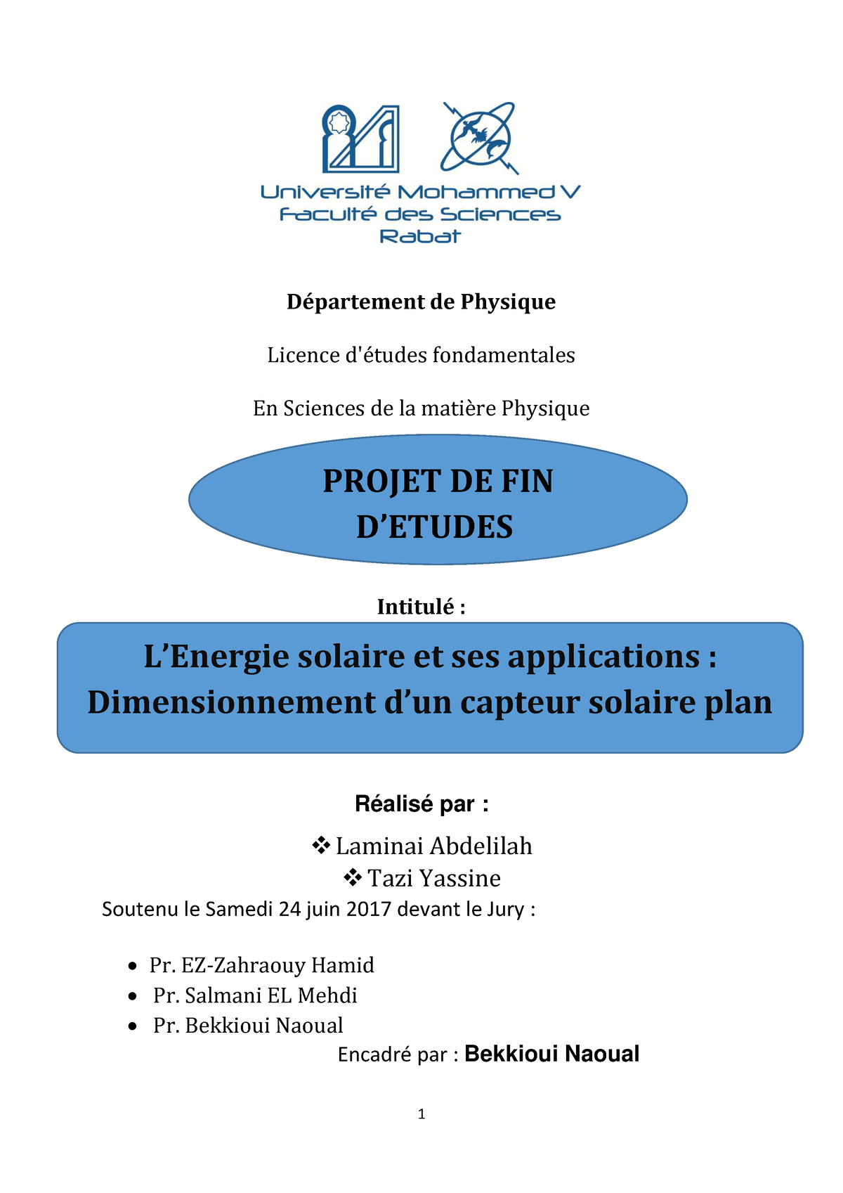 SDIC-PL0943 - PFE CHIMIE - Département De Physique Licence D'études ...