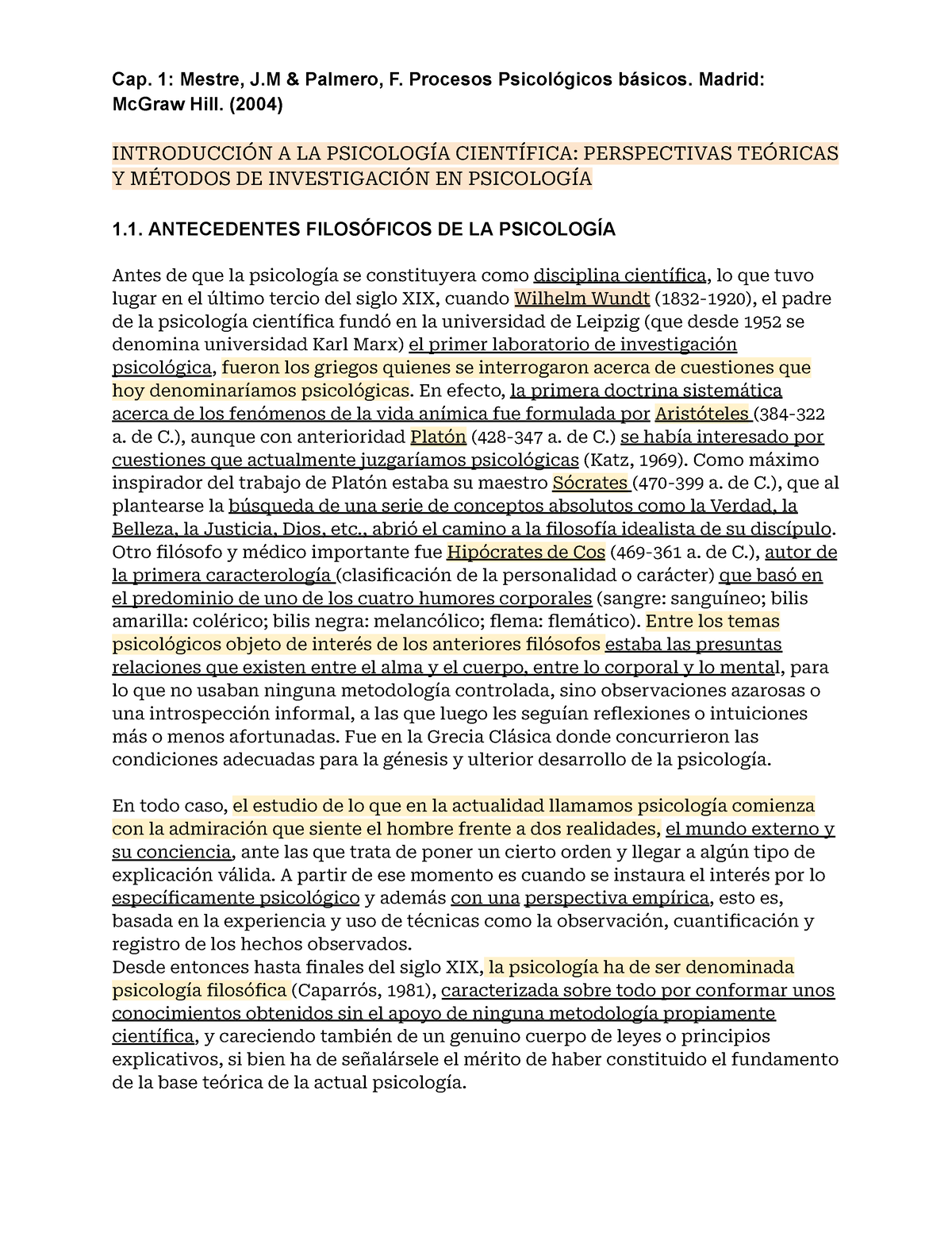 Procesos Psicologicos - Cap. 1: Mestre, J & Palmero, F. Procesos ...