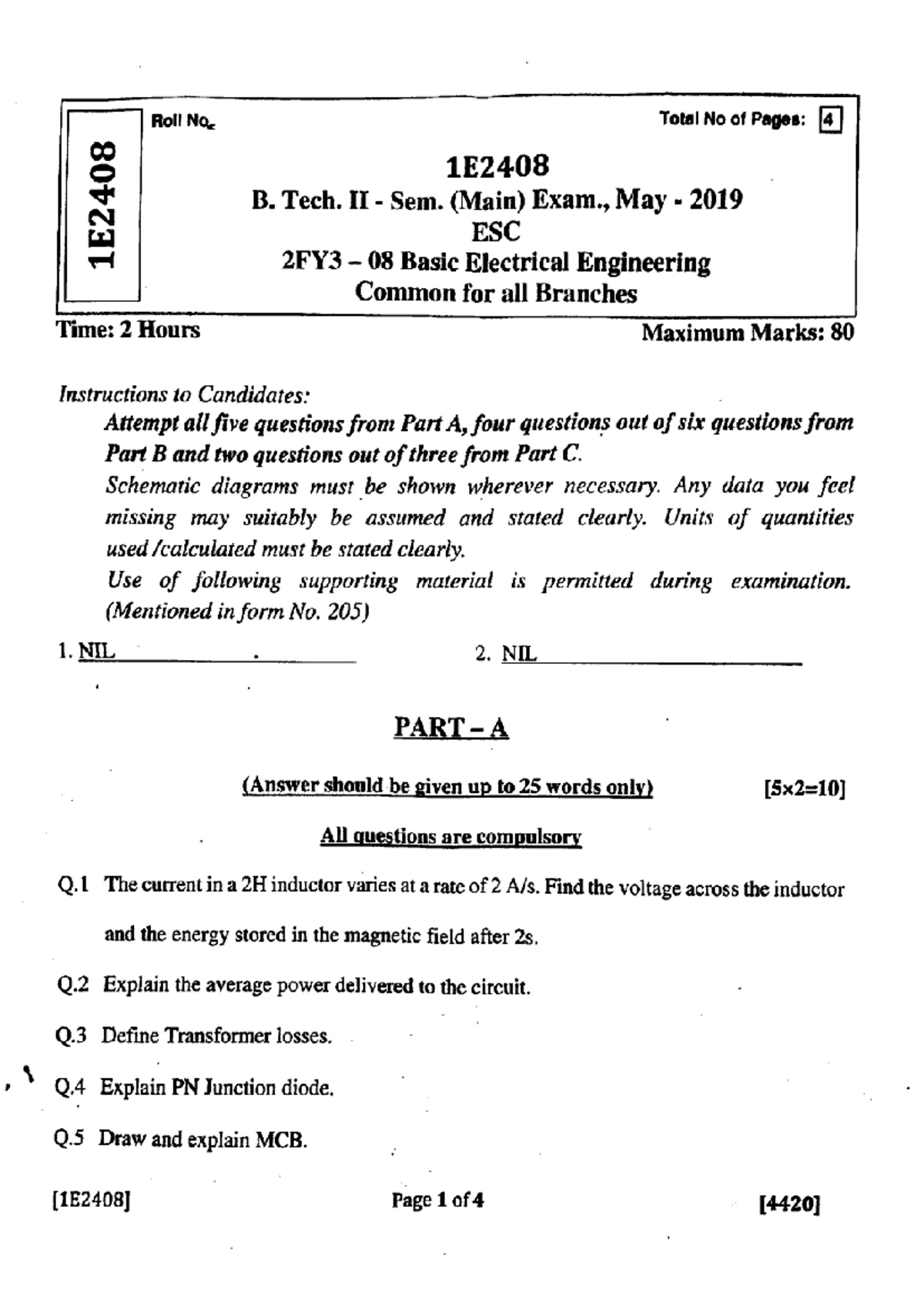 Btech 1 sem basic electrical engineering 11n507 jul 2022 - Roll Nr ...