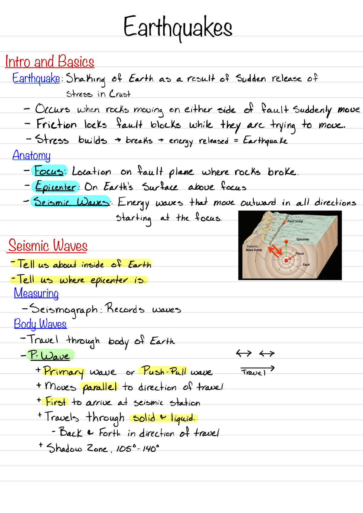 Earthquakes Notes - Earthquakes Intro And Basics Seismic Waves ...