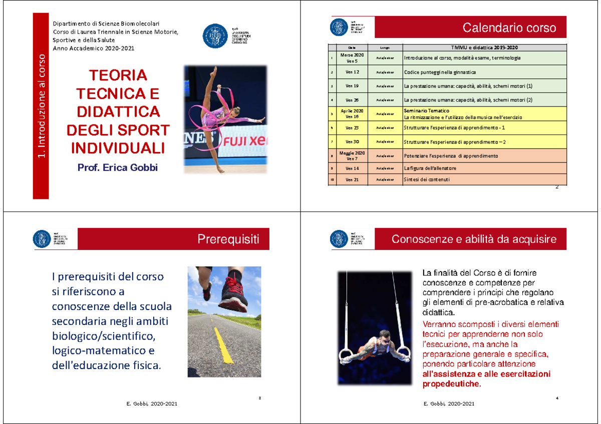 Gobbi TTD Sport individuali Lez-1 2020-21 - TEORIA TECNICA E DIDATTICA