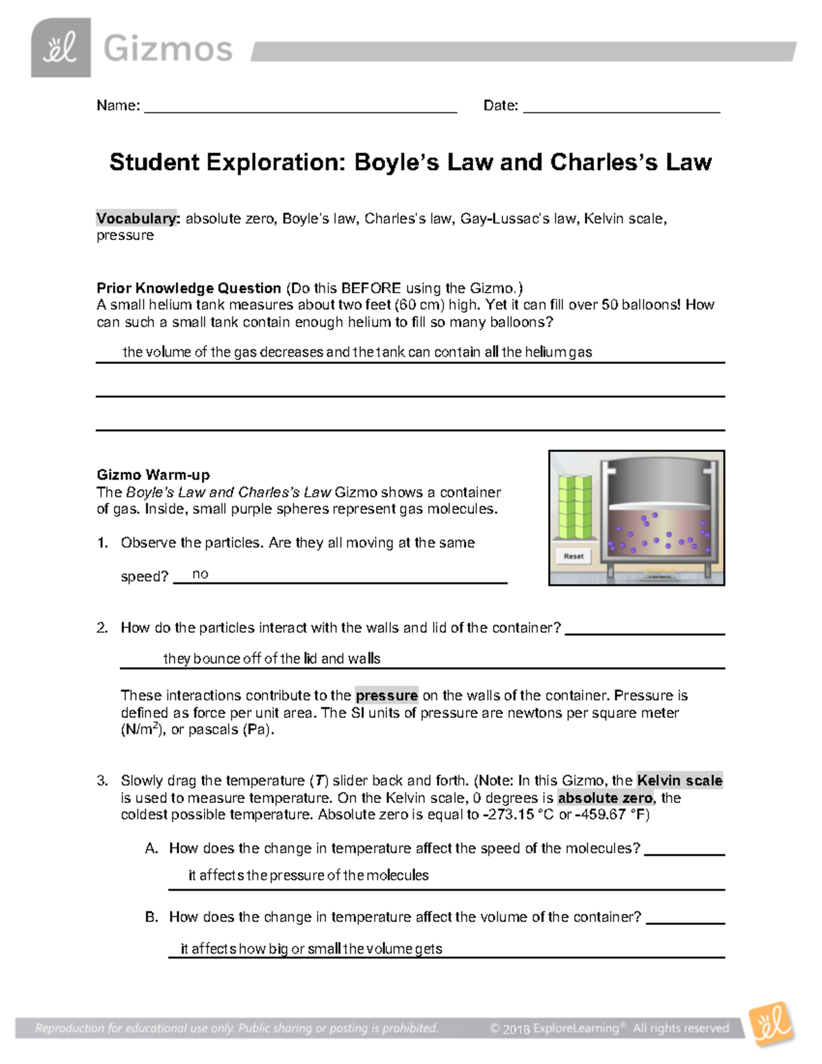 - Gizmo-Boyle's Law and Charle's Law - 2018 Name ...