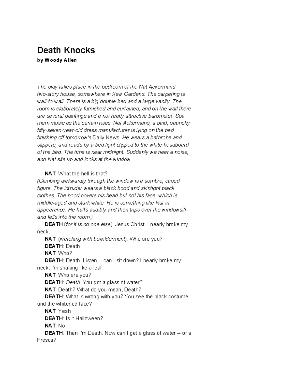 Death Knocks by Woody Allen Death Knocks by Woody Allen Studocu