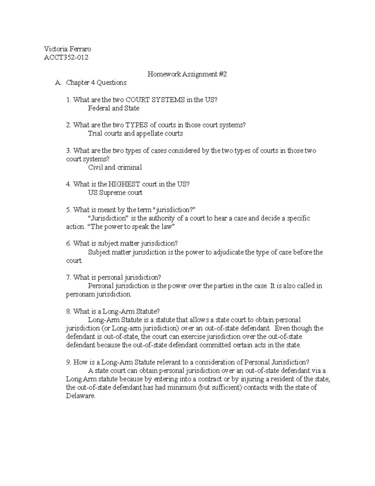 Homework Assignment #2 - Victoria Ferraro ACCT352- Homework Assignment ...