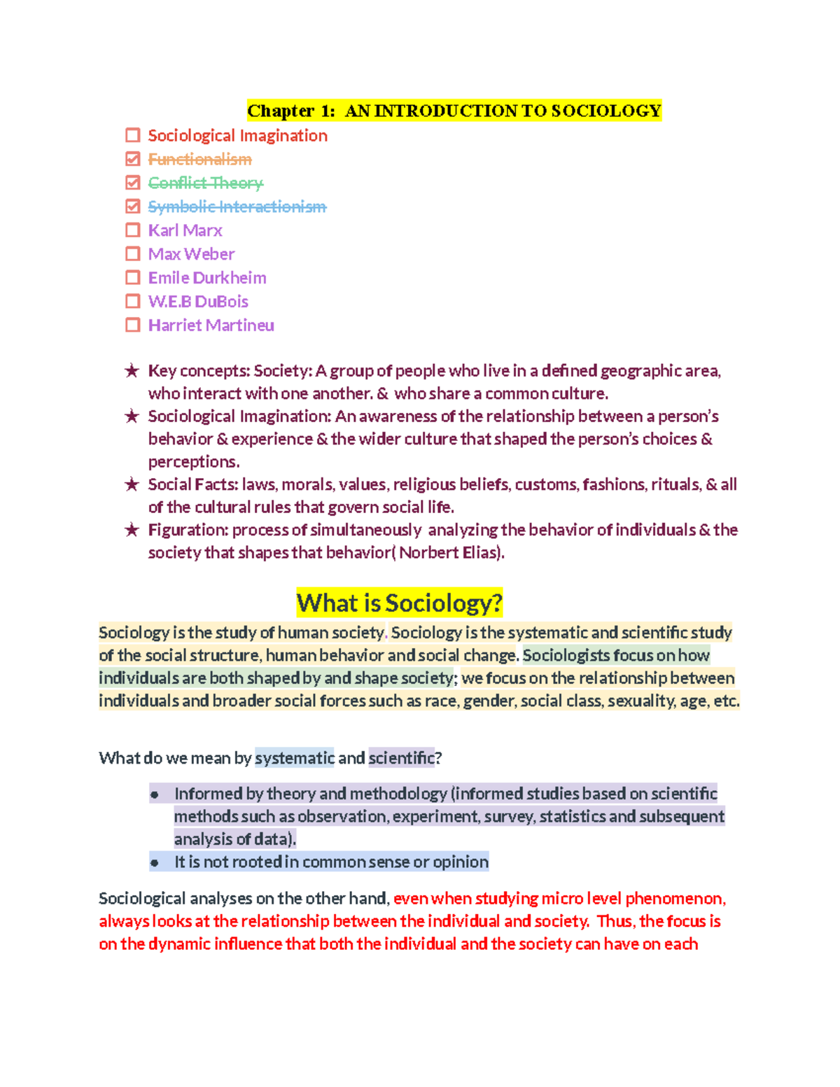 Sociology Notes on textbook Chapter 1 AN INTRODUCTION TO SOCIOLOGY Sociological Imagination