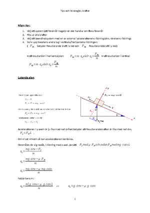 Fysik 1 - Uppgifter Och övningar - FY 1: F01 Rörelse Och Newton’s Lagar ...