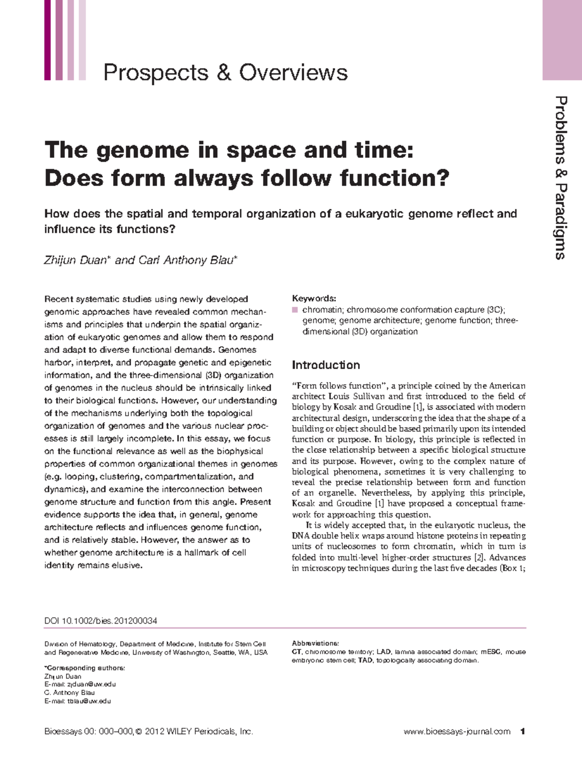 Seminario 3 The genome in space and time Does form always follow ...