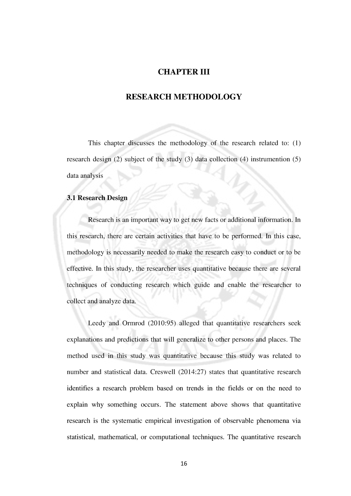 methodology chapter in research example