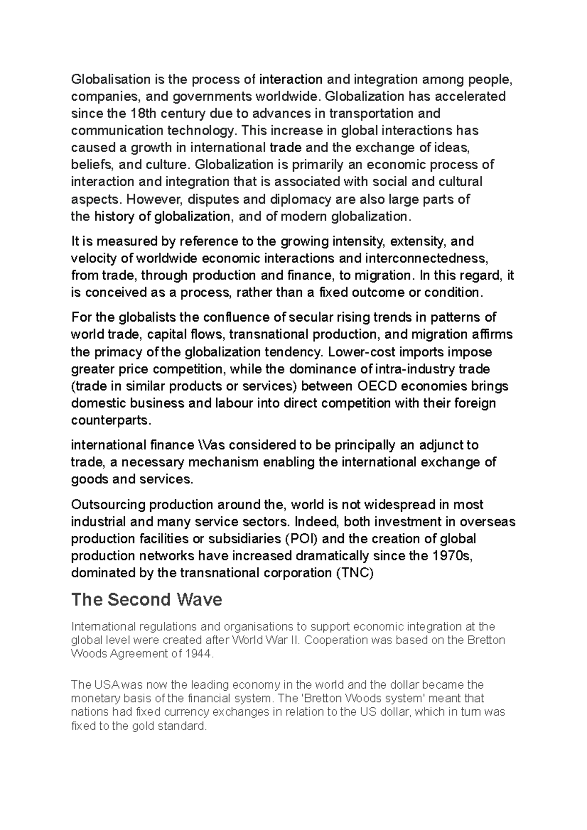 Globalisation - Geopolitics Notes - Globalisation is the process of ...