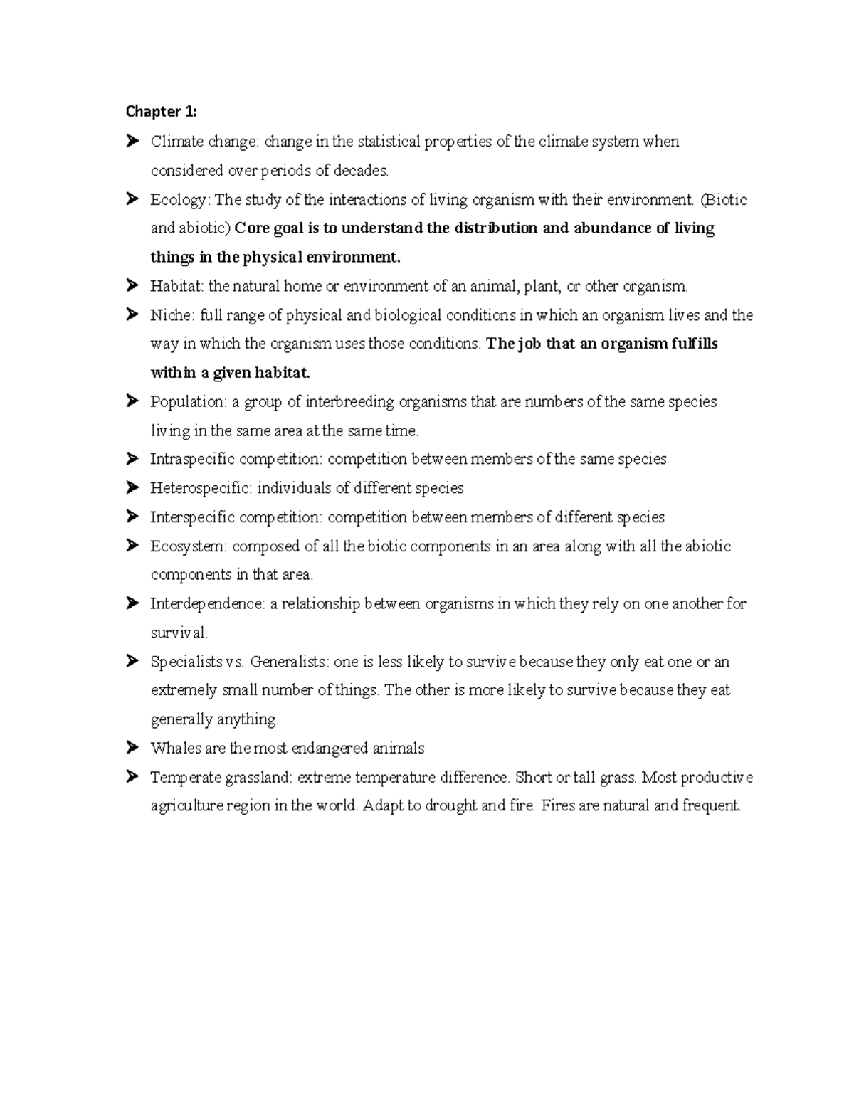 Exam 1 BIOL 317 - Exam 1 Notes - Chapter 1: Climate Change: Change In ...