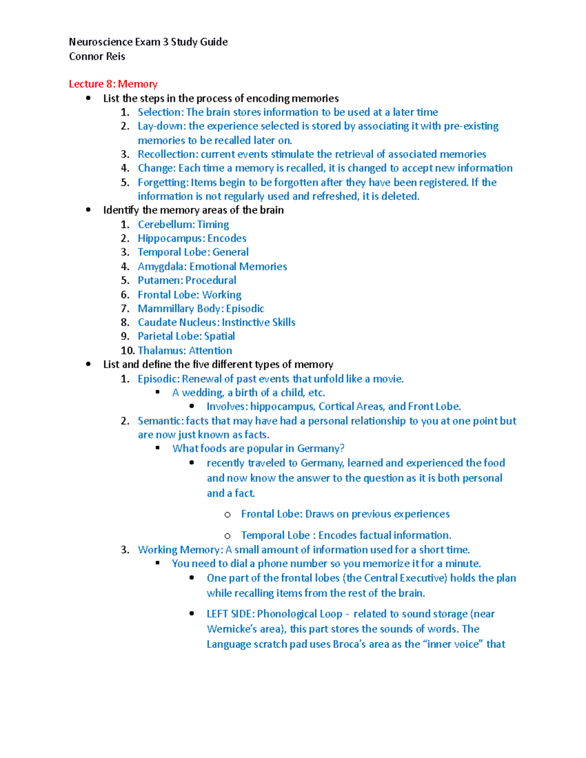 Neuroscience Exam 3 Study Guide - Neuroscience Exam 3 Study Guide ...