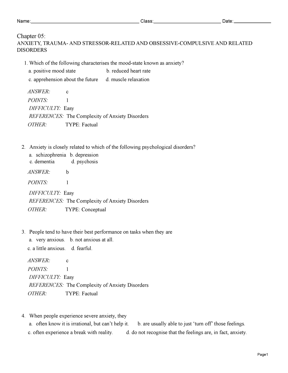 Chapter 5 Test - Test - Chapter 05: ANXIETY, TRAUMA- AND STRESSOR ...