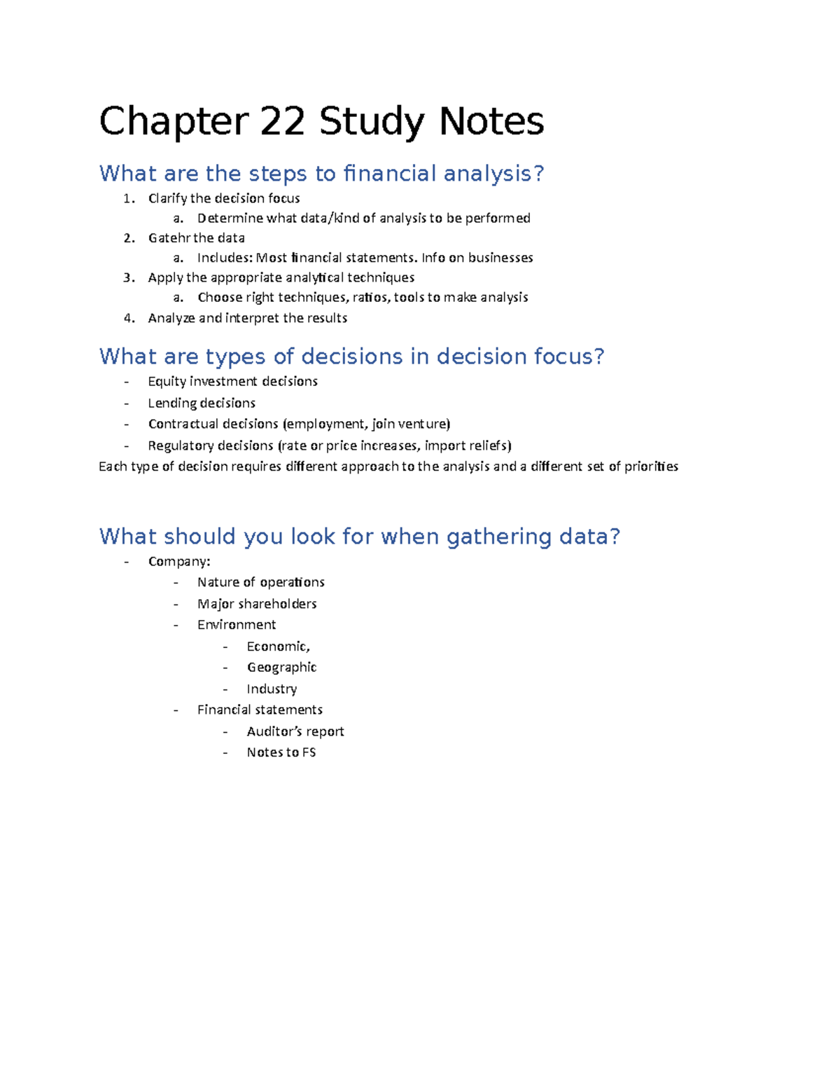 Chapter 22 Notes Chapter 22 Study Notes What are the steps to