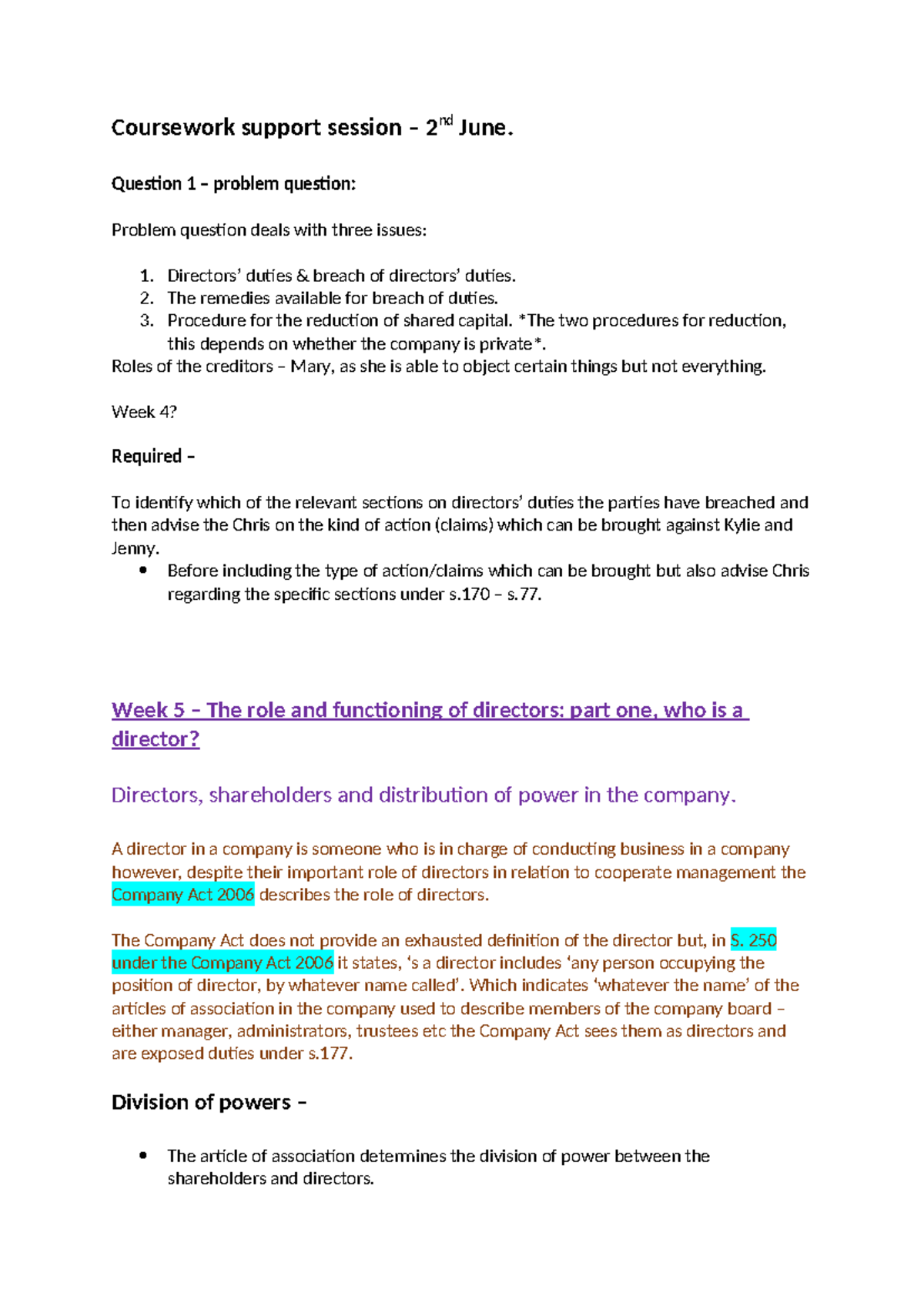 Coursework guidance - Coursework support session – 2 nd June. Question ...
