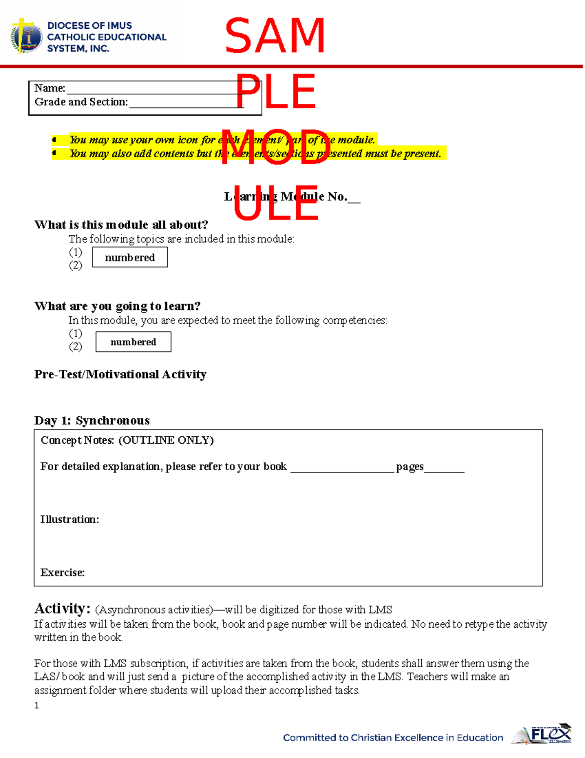 Sample-Module - intro - You may use your own icon for each element ...