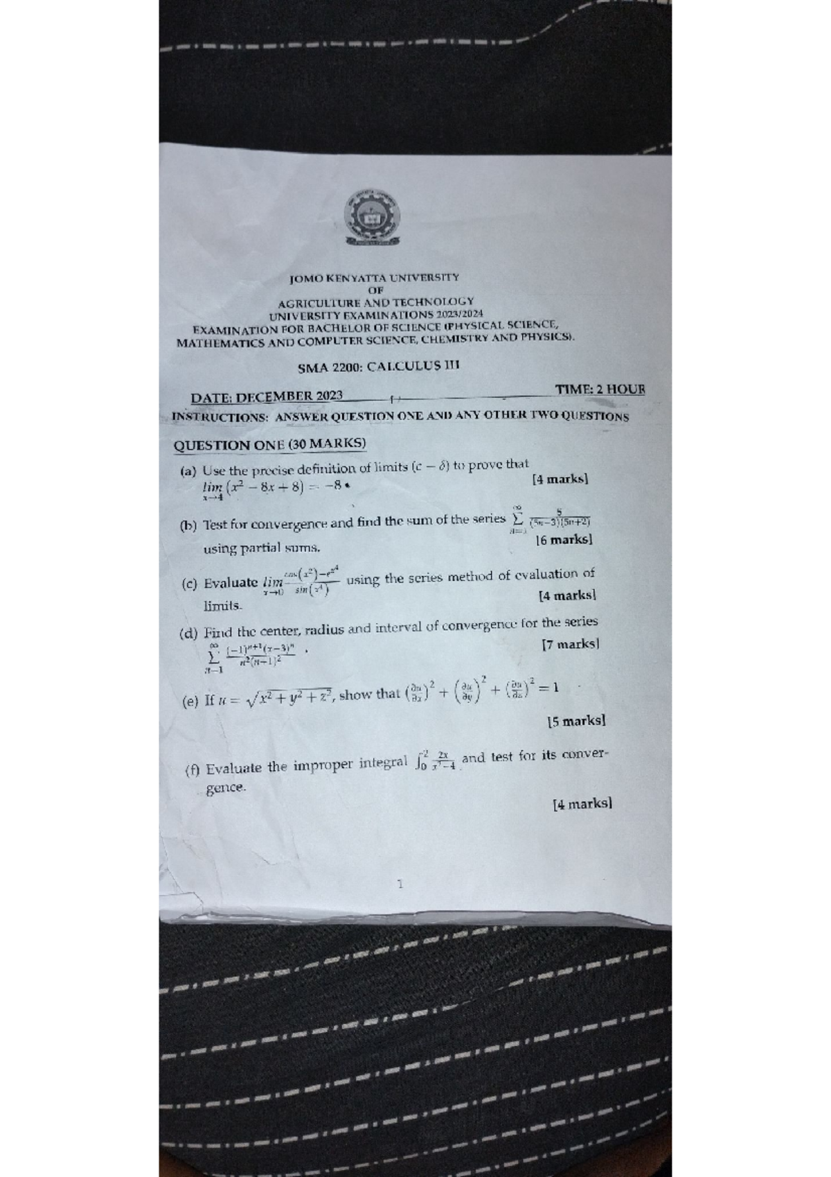 Calculus 3 exam 2023 bsc mathematics and computer science studocu