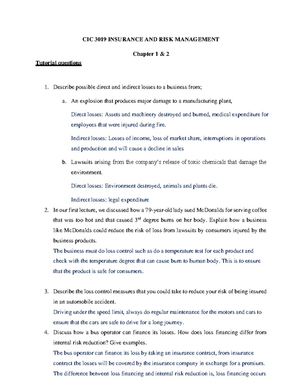 CIC 3019 Tutorial Ch1 and Ch2 w answers - Tutorial questions CIC 3019 ...