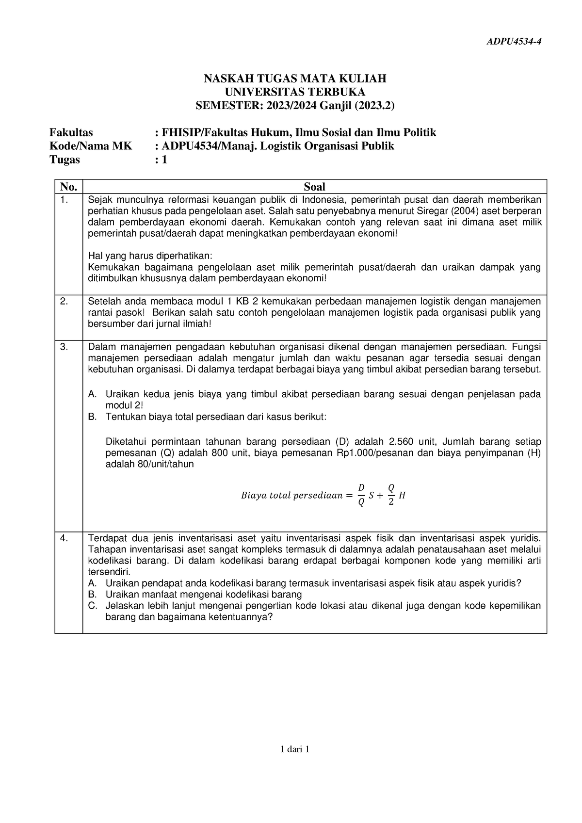 Soal Adpu4534 Tmk1 4 - GHH - ADPU4534- 4 1 Dari 1 NASKAH TUGAS MATA ...