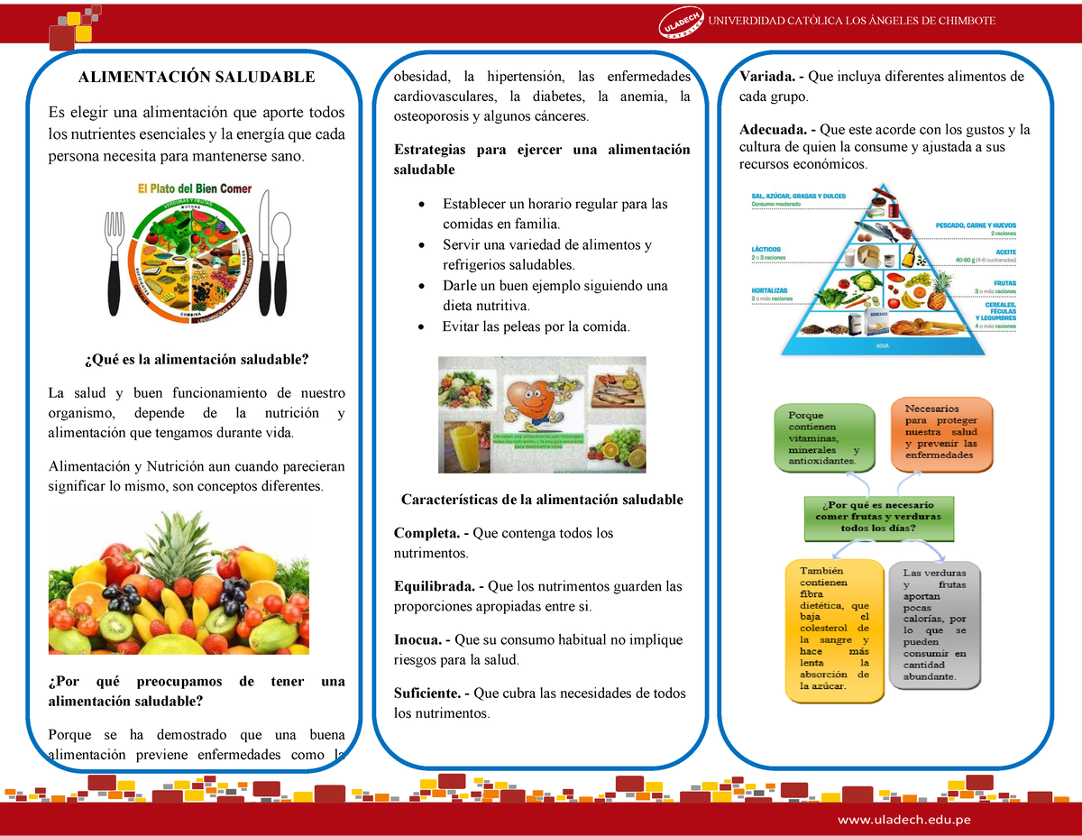 Triptico - UNIVERDIDAD CATÓLICA LOS ÁNGELES DE CHIMBOTE ALIMENTACIÓN ...