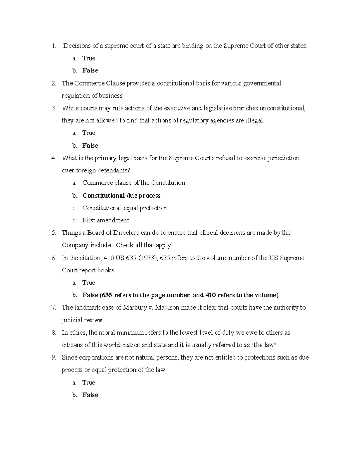 Practice Mc - This Is The Answers To The Mock Mc Test - Decisions Of A 