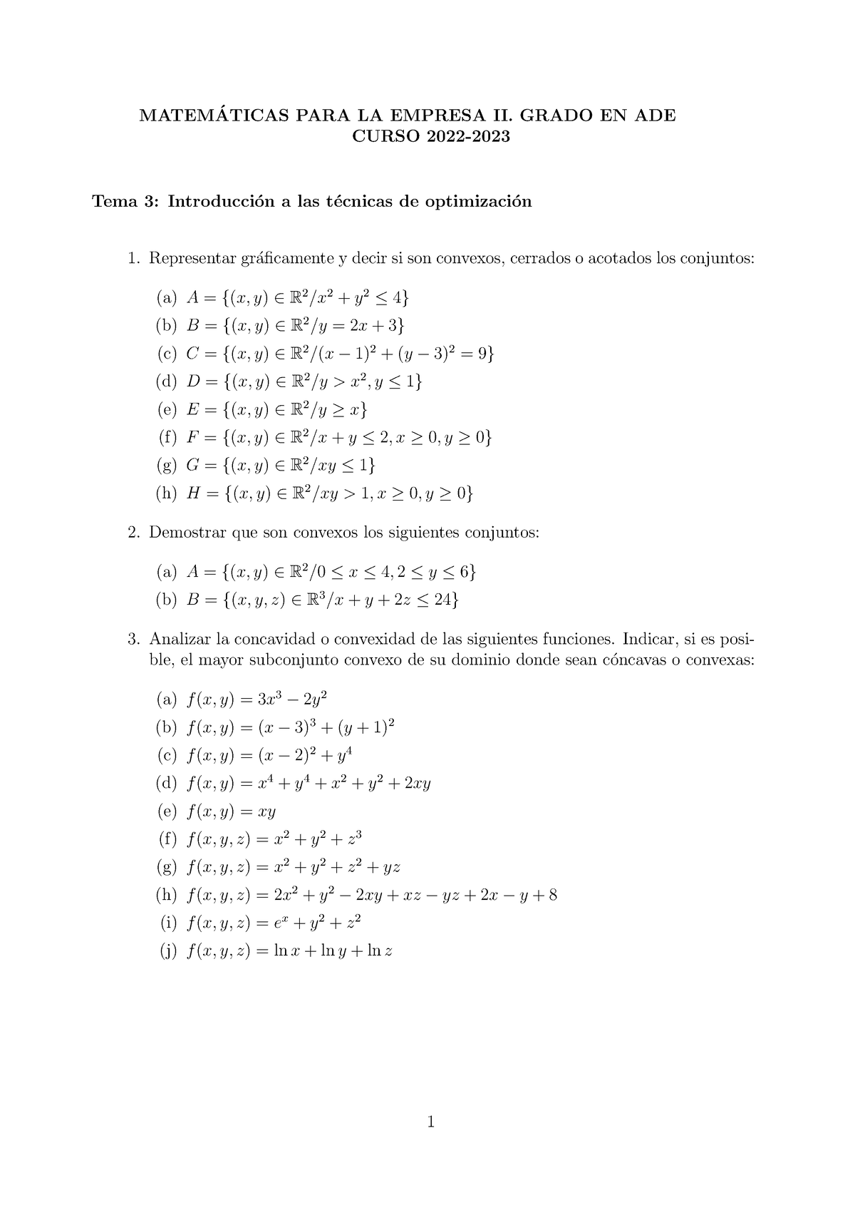 Ejercicios Tema 3 - MATEM ́ATICAS PARA LA EMPRESA II. GRADO EN ADE ...