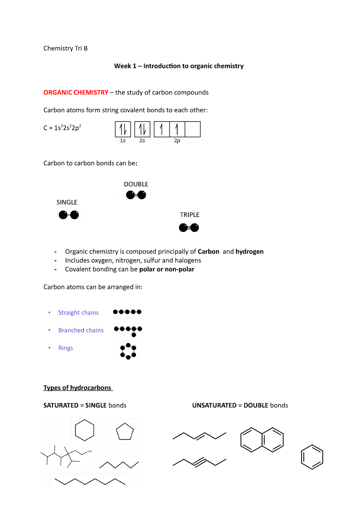 Introduction To Organic Chemistry - Chemistry Tri B Week 1 ...