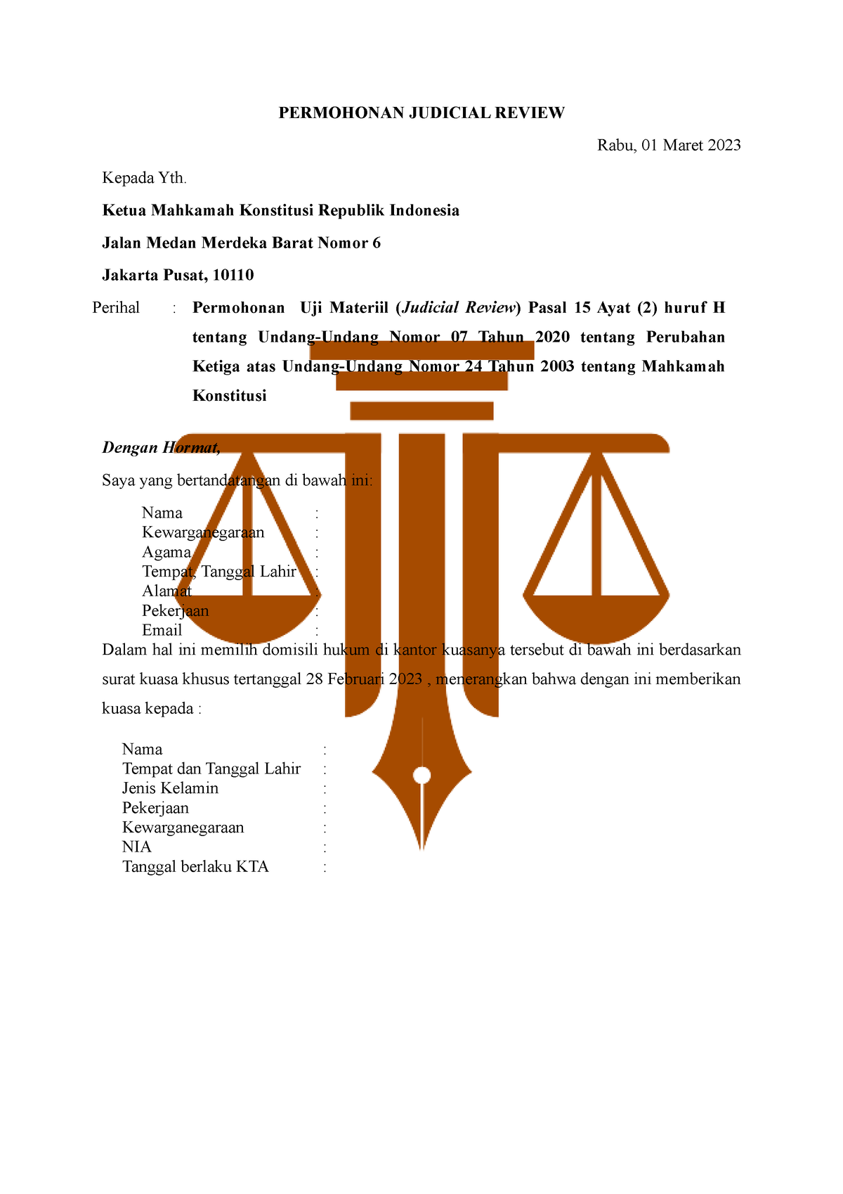 2. Permohonan Judicial Review - PERMOHONAN JUDICIAL REVIEW Rabu, 01 ...