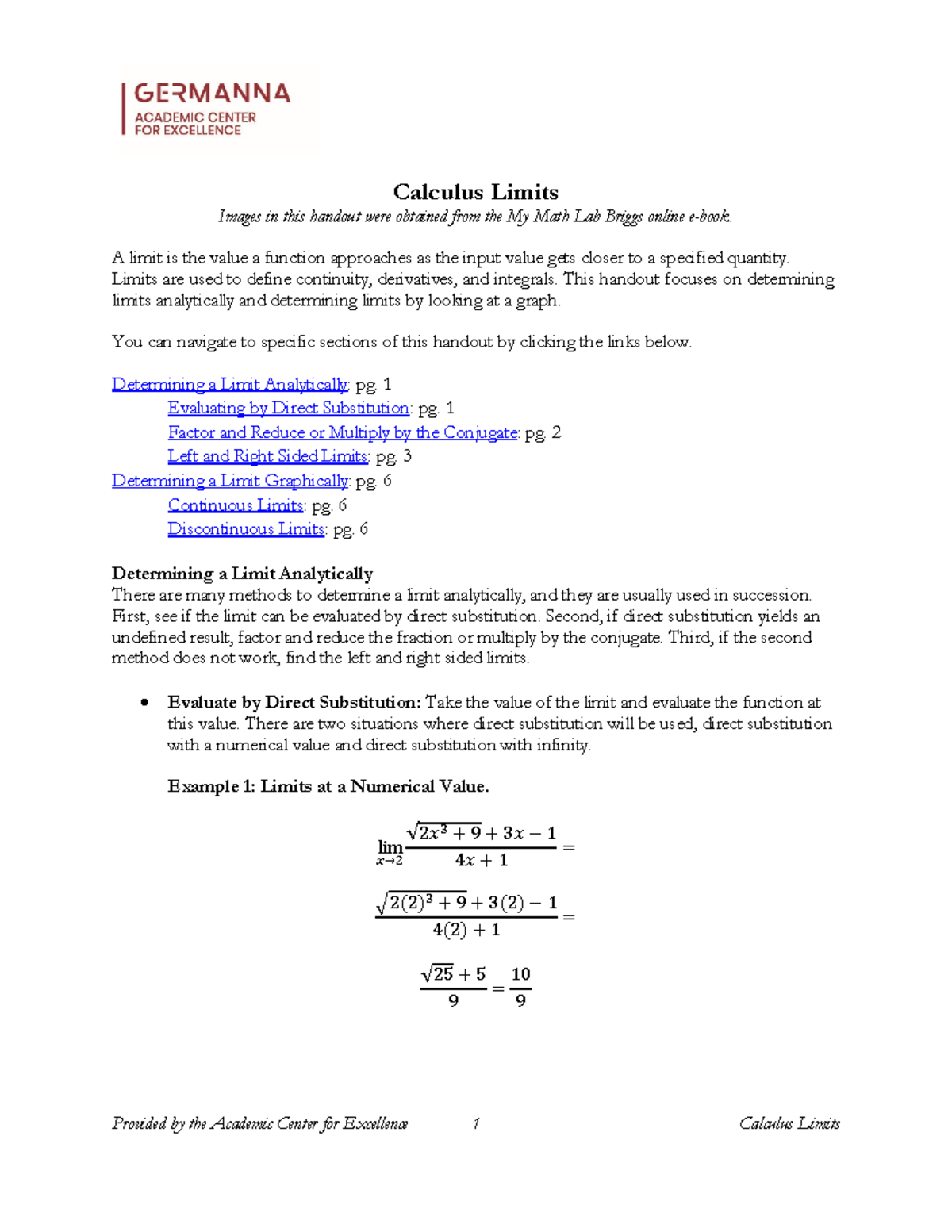 Calculus Limits - Calculus Limits Images in this handout were obtained ...
