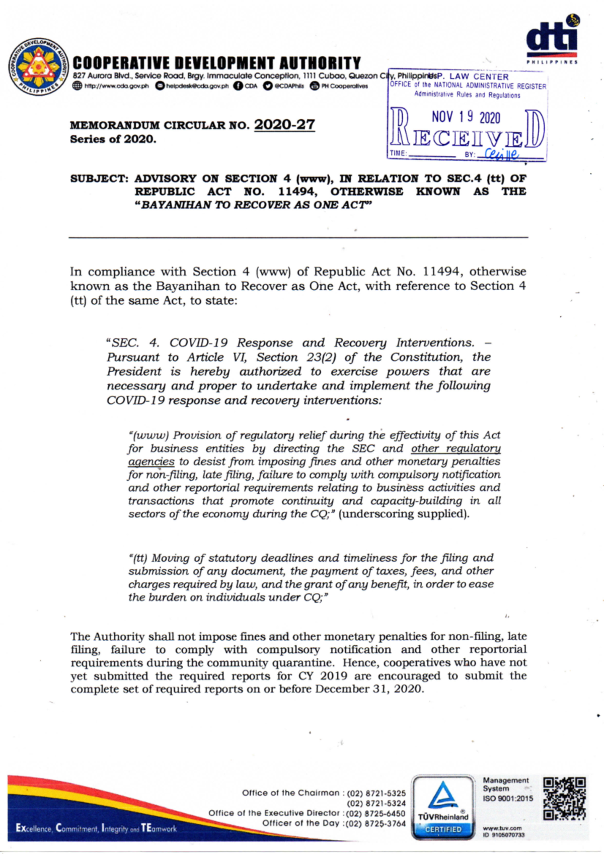 Dvisory on Section 4 (www), in Relation to Sec. 4 (tt) of Republic Act ...