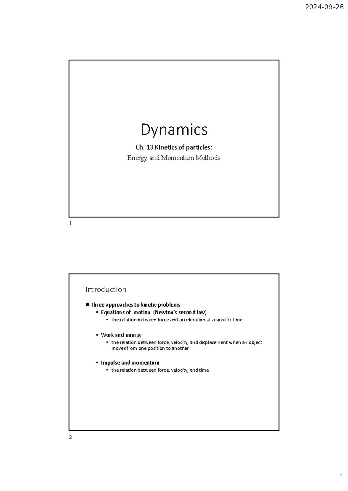 Ch13 - 동역학입니다. - Dynamics Ch. 13 Kinetics of particles: Energy and ...