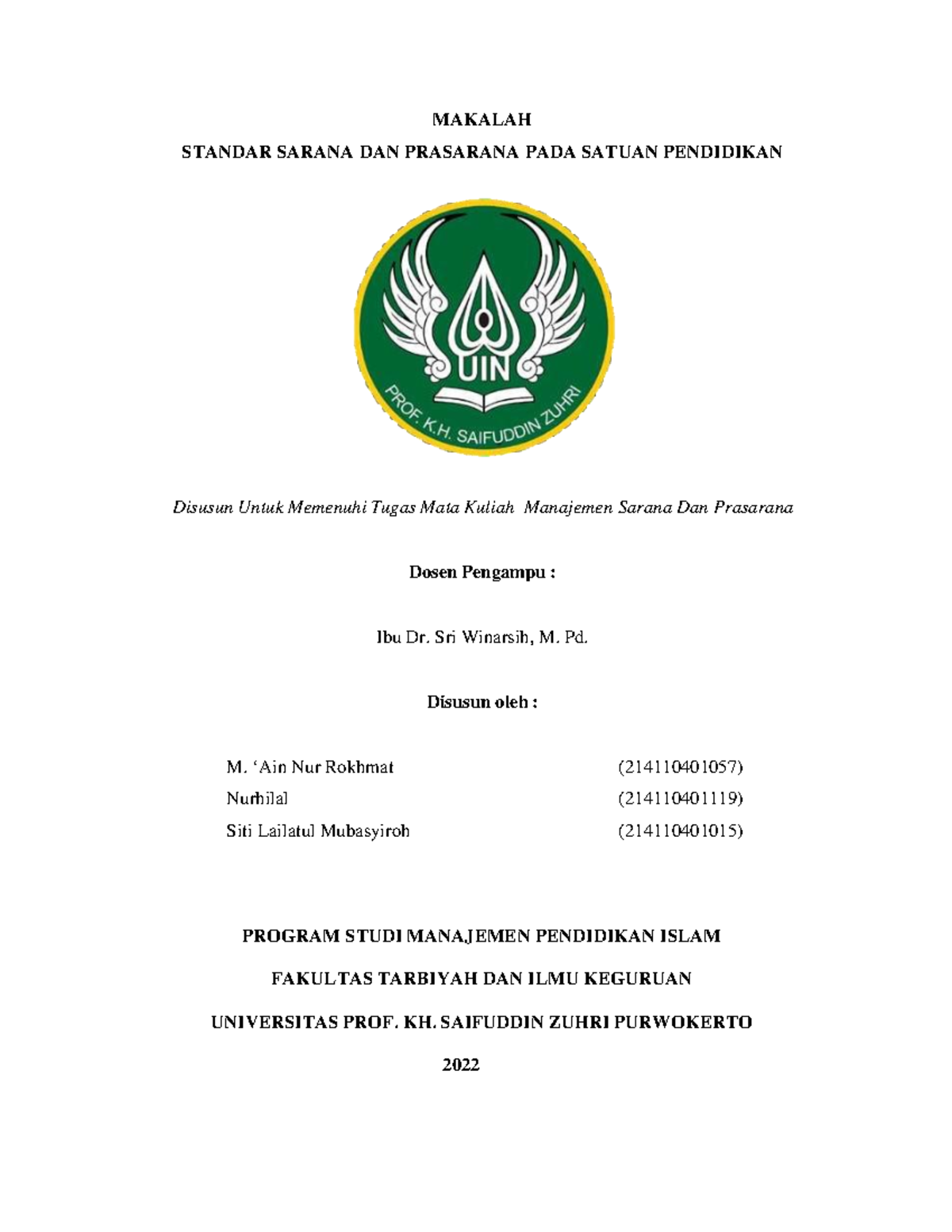 Makalah KEL. 12 Sarpras-1 - MAKALAH STANDAR SARANA DAN PRASARANA PADA ...