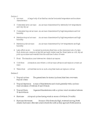 Test One Study Guide - Test 1 Review Define Lapse rate The rate at ...
