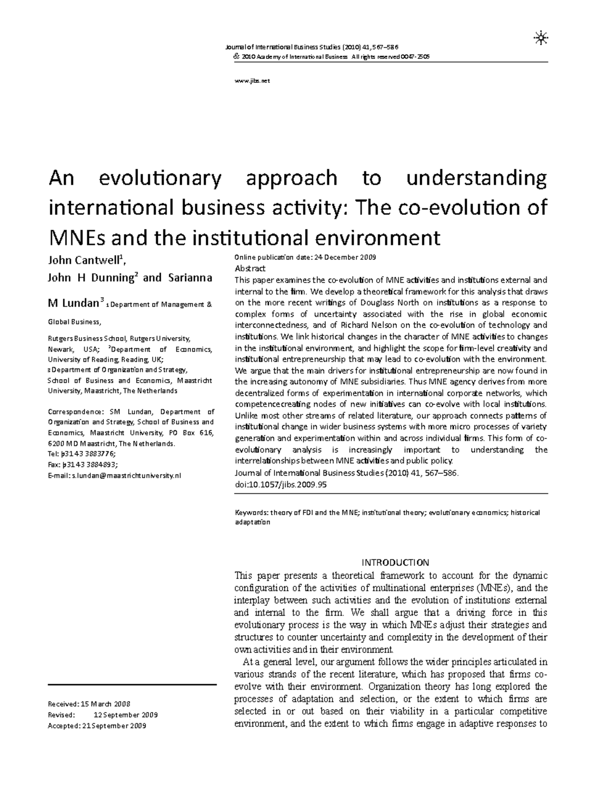 Week two Strategic planning Journal of International Business