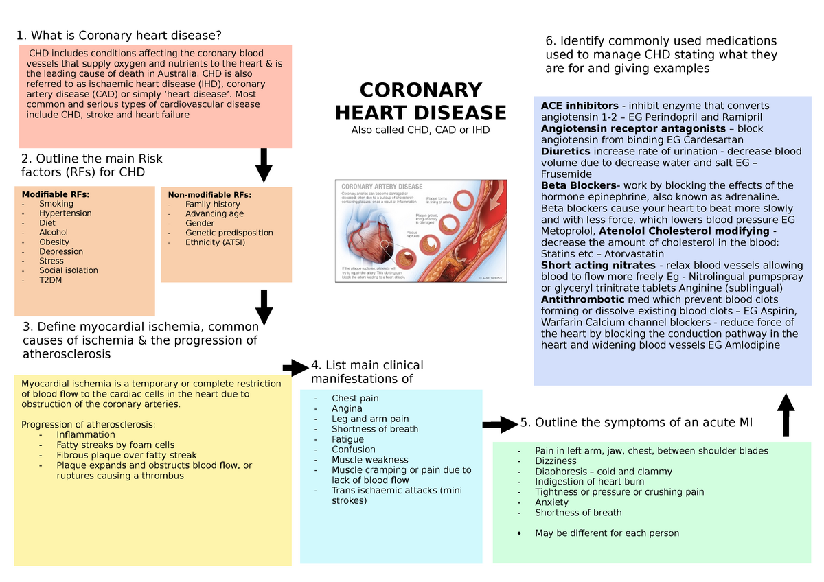 Coronary Heart Disease Mindmap What Is Coronary Heart Disease Chd Includes Conditions