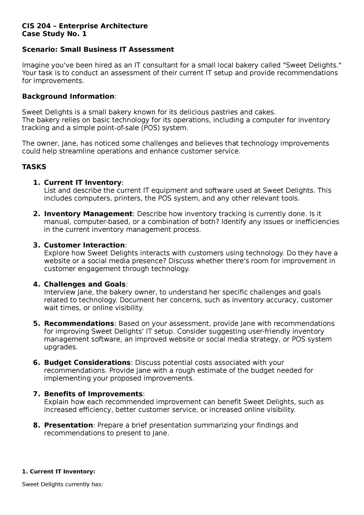 CIS 204 Enterprise Architecture Case Study No 1 2 1 Scenario   Thumb 1200 1698 